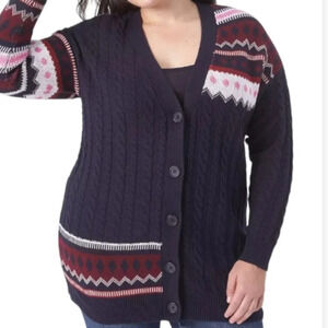 NWOT Lane Bryant Classic Button-Front Cable & Jacquard Cardigan